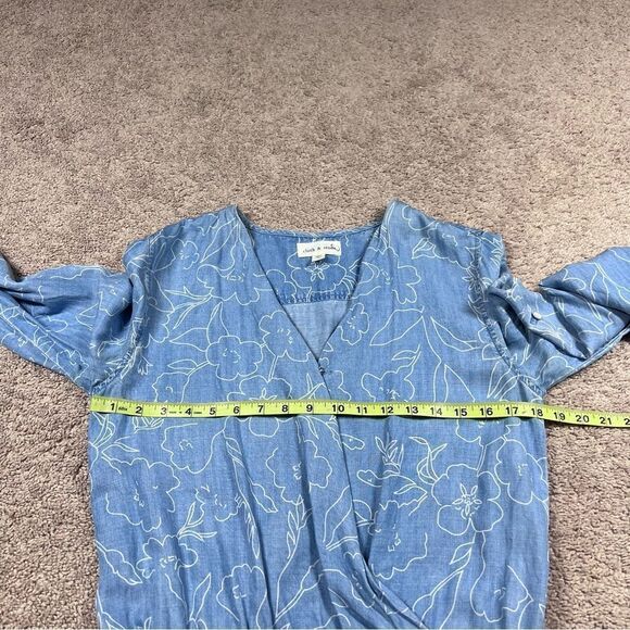 Cloth & Stone Anthropologie Women's Size S Chambray Elastic Waist Romper Blue - Picture 5 of 8